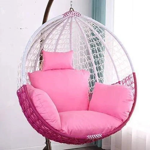 Single Seater Swing, Beautiful Swing with Stand (White+Pink Swing with Pink Cushion)