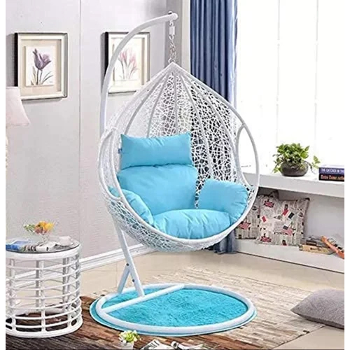 Single Seater Swing ,Beautiful Swing With Stand( All White - Blue) - Application: Hotel