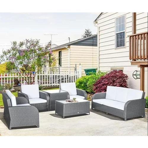 Silvar Outdoor Rattan Sofa Set with Cushions & Center Table for Patio, Garden, Porch, Balcony