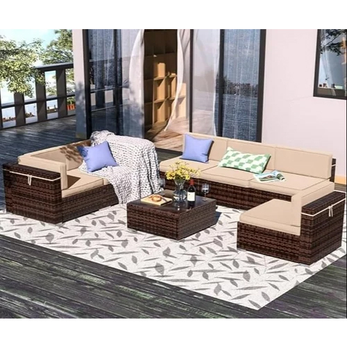 Modular Rattan Outdoor Patio Sectional Furniture Sofa Set For Garden With Glass Coffee Table - Brand Name: Omcco