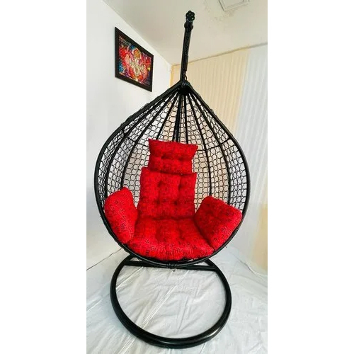 Swing Chair - Full Carving, Black and Red Iron, 1 Seater | Modern Design, Termite Proof, Indoor/Outdoor Use