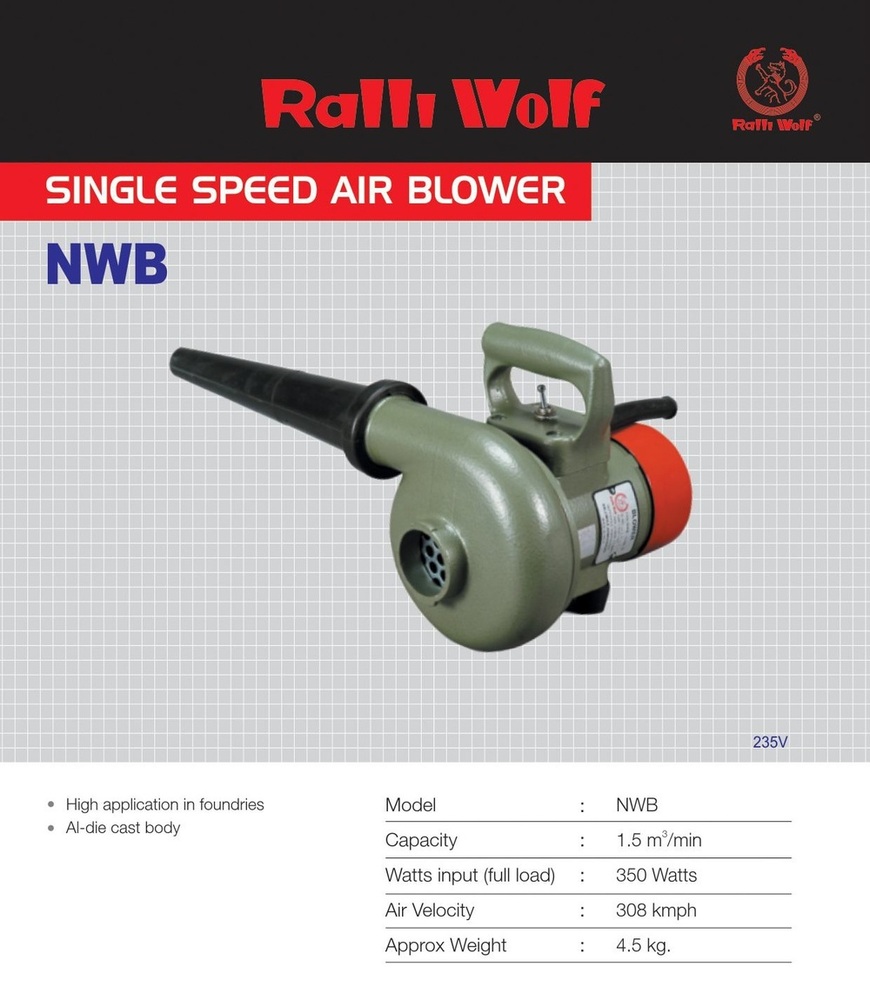 Ralli Wolf Single Speed Air Blower - Application: Industrial