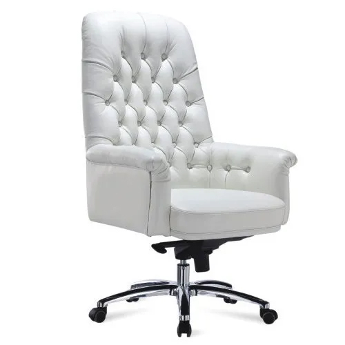 Office White Leather Revolving Chair - Assembly: No Assembly Required