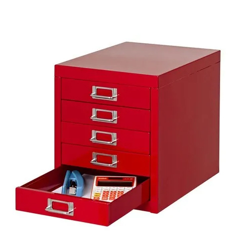 File Storage Cabinet - Steel Material, Red Polished Finish | Durable, Strong, No Assembly Required, Versatile Design