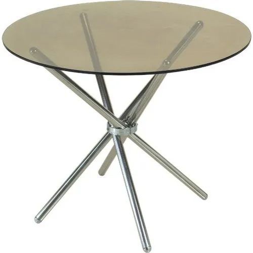 Round Glass Cafeteria Table - Color: Black