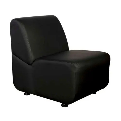 Single Seater Sofa - Quality Leather, Plain Black, No Assembly Required | Durable & Strong for Home or Hotel Use