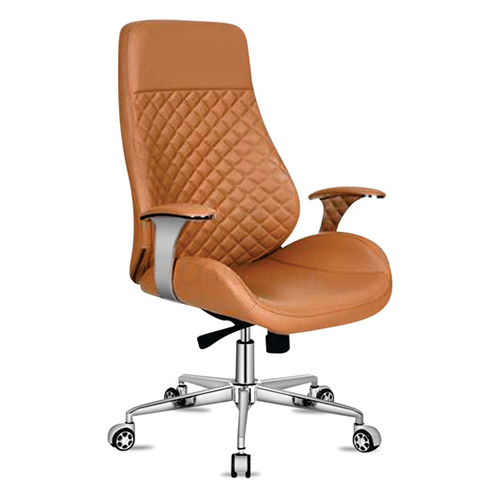 High-Back Mesh Office Chair With Adjustable Armrests - Color: Brown