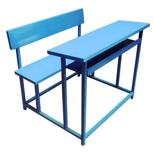 2 Seater Metal School Bench - Color: Sky Blue