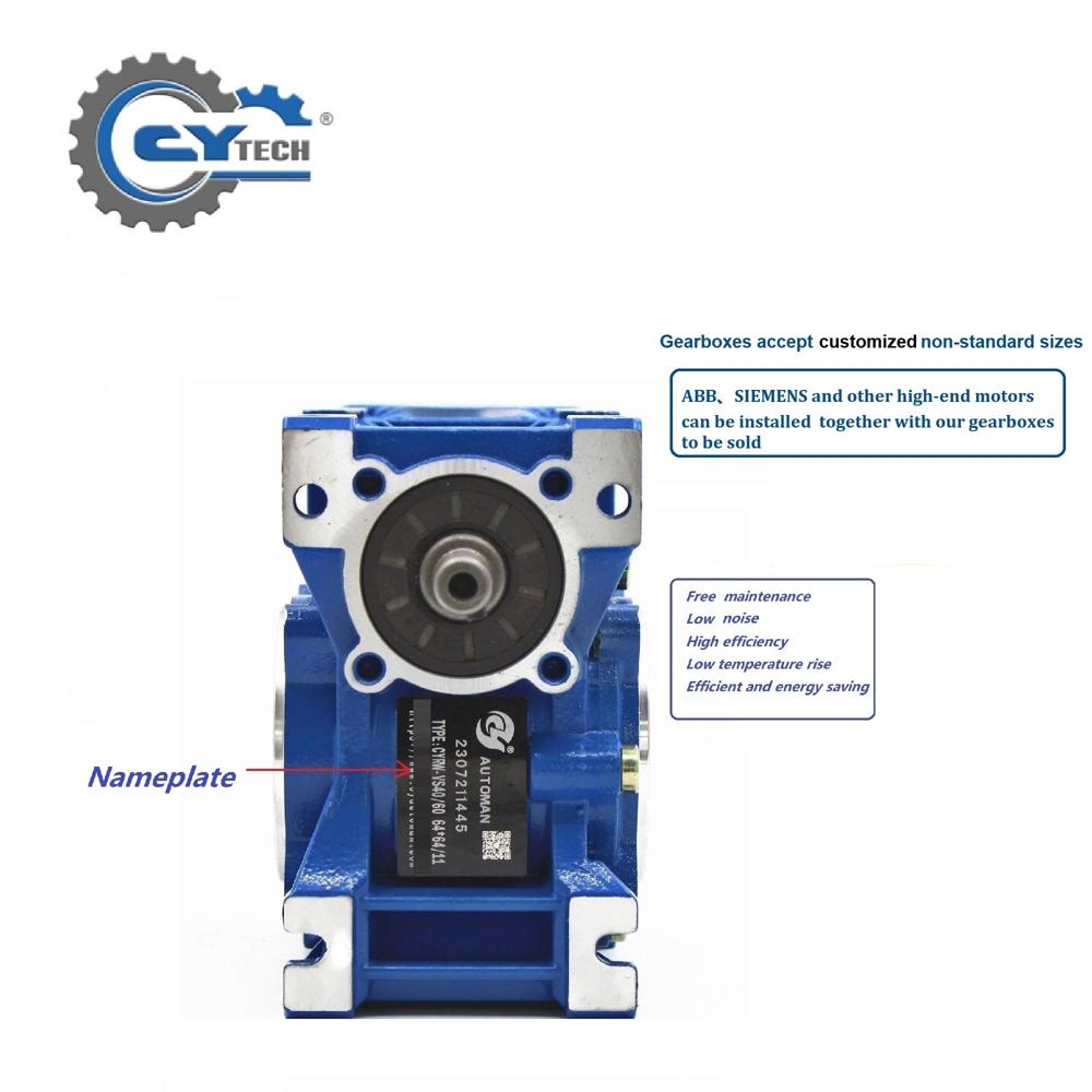 Blue Chenyue High Torque Cnc Worm Gearbox Reducer Nmrw 40 Cyrw Input 14/11mm Output 18mm Speed Ratio From 5:1 To 100:1 Tin Bronze Free Maintenance