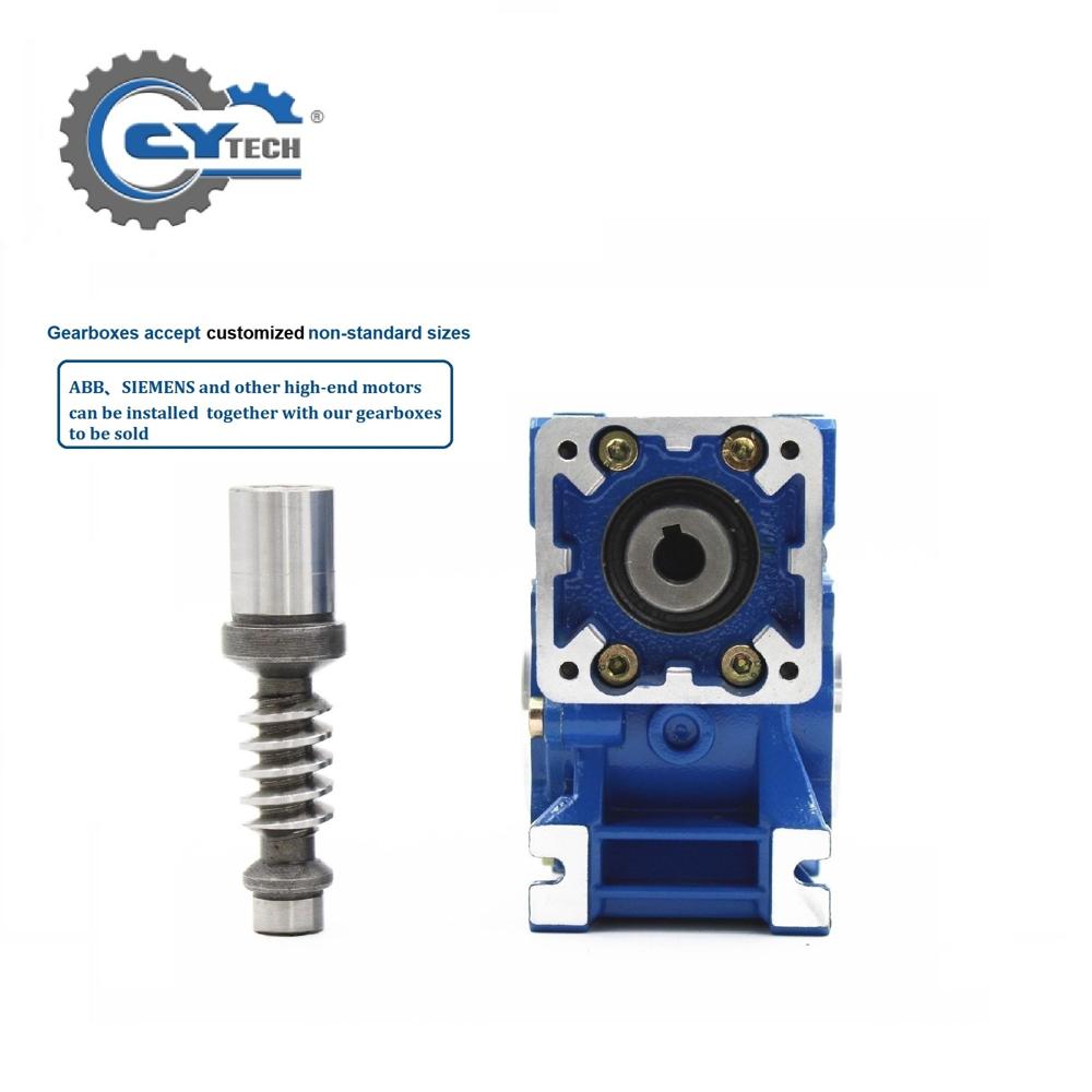 Blue Chenyue High Torque Cnc Worm Gearbox Reducer Nmrw 40 Cyrw Input 14/11mm Output 18mm Speed Ratio From 5:1 To 100:1 Tin Bronze Free Maintenance