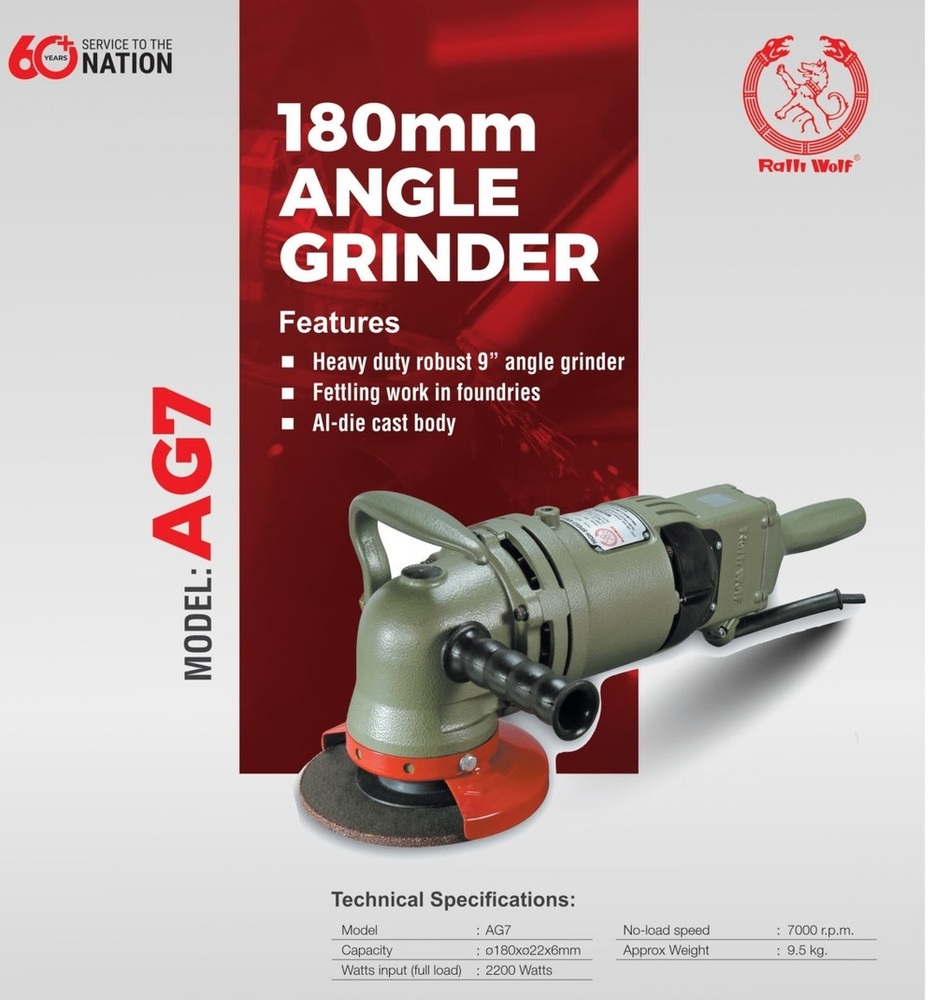 Ralli Wolf 180mm Angle Grinder - Application: Grinding