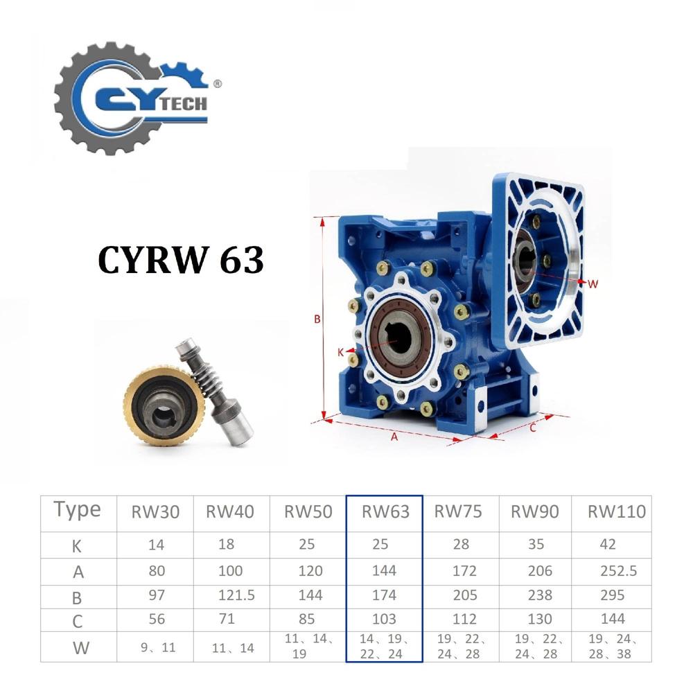 Blue Chenyue High Torque Worm Gearbox Nmrw 063 Cy Series Input14/19/22/24mm Output25mm Speed Ratio From 5:1 To 100:1 Suppliers Free Maintenance