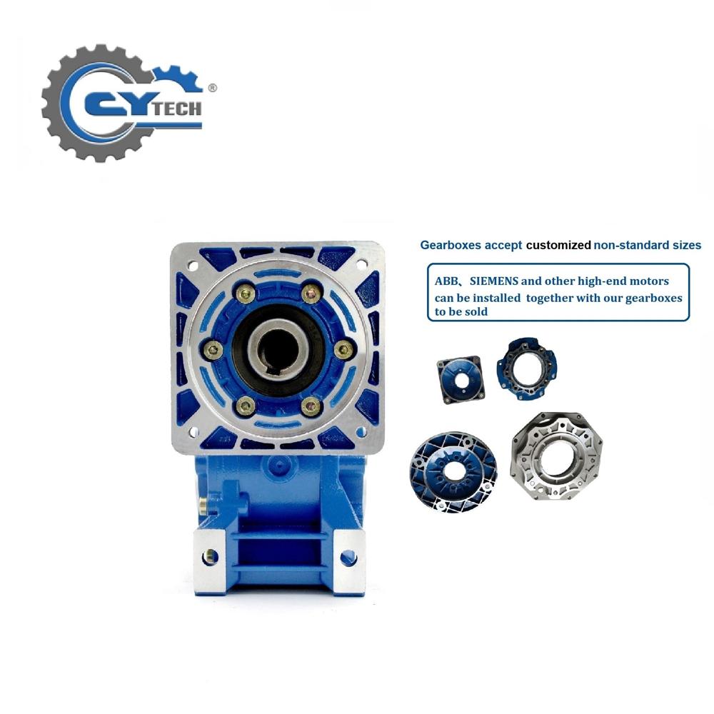 CHENYUE Worm Gearbox Reducer NMRW-CYRW090 Sliver Suppliers Input19/22/24/28mm Output 35mm Speed Ratio from 5:1 to 100:1 Free Maintenance