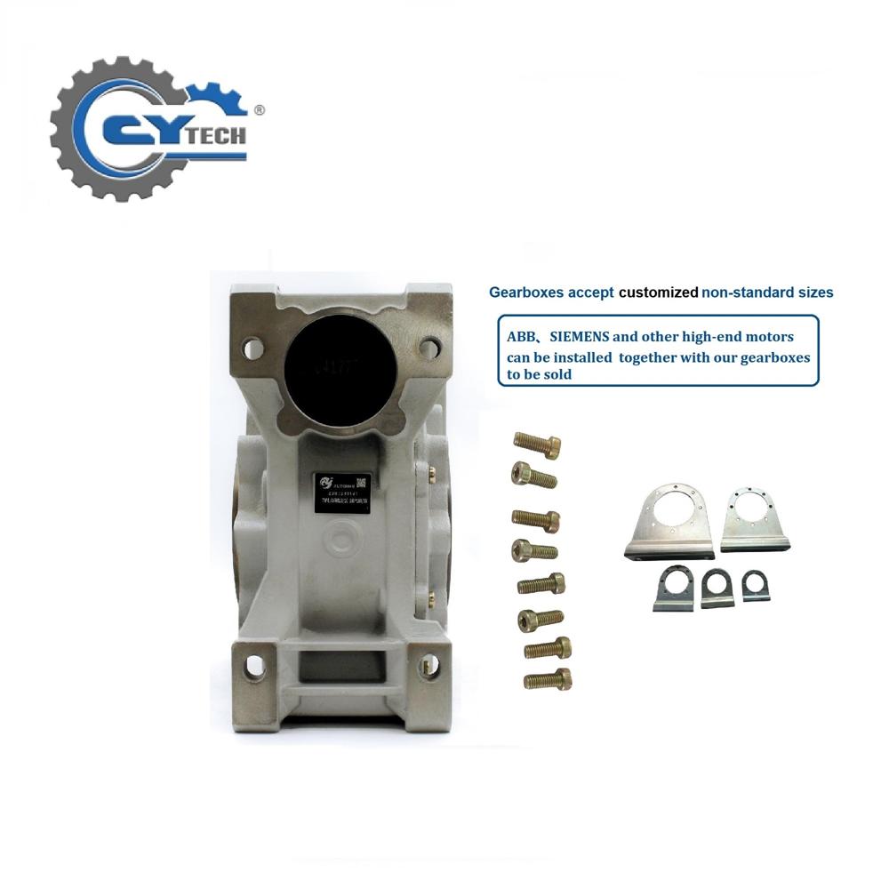 Blue Chenyue Worm Gearbox Reducer Nmrw110 Input 19/24/28/38mm Output 42mm Speed Ratio From 5:1 To 100:1 Tin Bronze Cnc Speed Free Maintenance