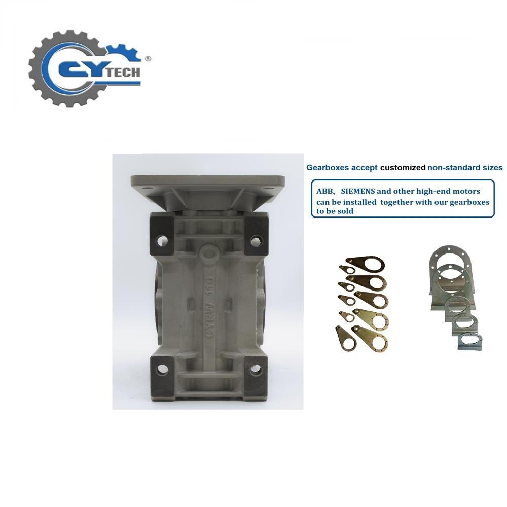 Blue Chenyue Worm Gearbox Reducer Nmrw110 Input 19/24/28/38mm Output 42mm Speed Ratio From 5:1 To 100:1 Tin Bronze Cnc Speed Free Maintenance