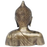 Handcrafted Brass Buddha Bust Statue By Aakrati | Perfect Home Accent for Inner Peace | Antique Brass Buddha Head Idol ( Brown, 6 inch)