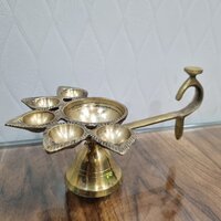 Pooja Ghar Brass Made Decorative Aarti Deepak/DIya/Oil Lamp Pair