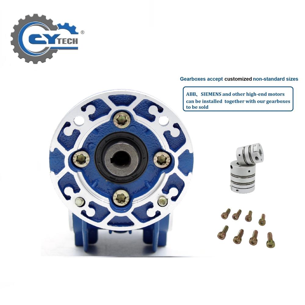 CHENYUE High Torque Worm Gearbox NMVF 30 CYVF30 Input 11/9mm Output 14mm Ratio 5-80 Tin Bronze Used Small Motor Free Maintenance