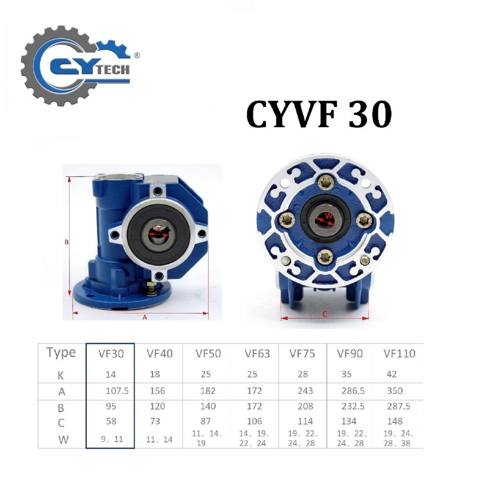 CHENYUE High Torque Worm Gearbox NMVF 30 CYVF30 Input 11/9mm Output 14mm Ratio 5-80 Tin Bronze Used Small Motor Free Maintenance