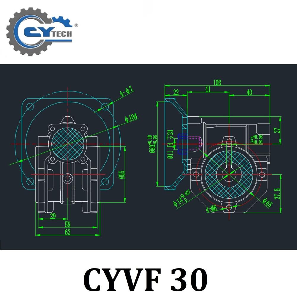 CHENYUE High Torque Worm Gearbox NMVF 30 CYVF30 Input 11/9mm Output 14mm Ratio 5-80 Tin Bronze Used Small Motor Free Maintenance