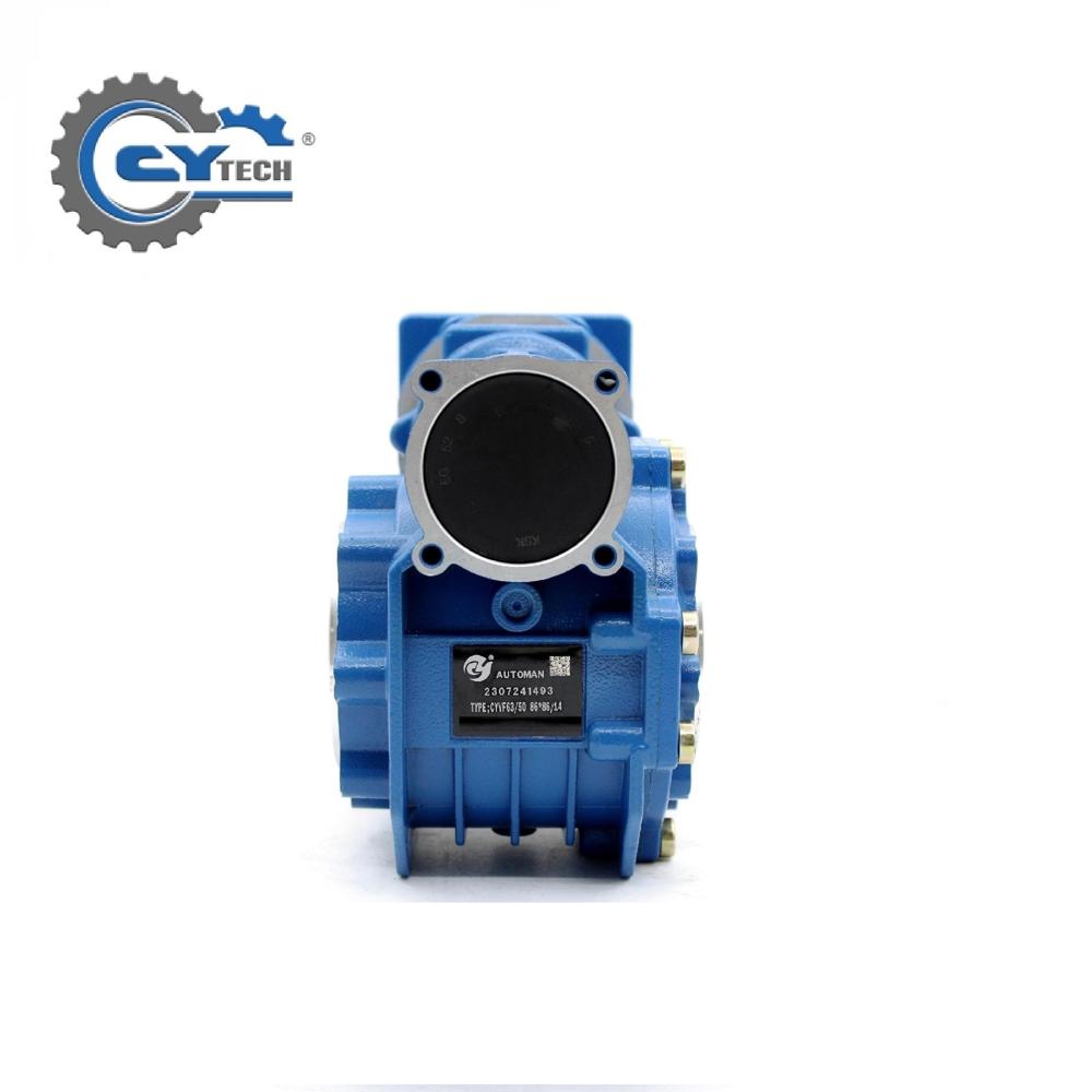 Blue Chenyue High Torque Worm Gear Reducer Nmvf 063 Input 14/19/22/24mm Output 25mm Speed Ratio From 5:1 To 100:1 Cnc Gearbox Suppliers Reduction