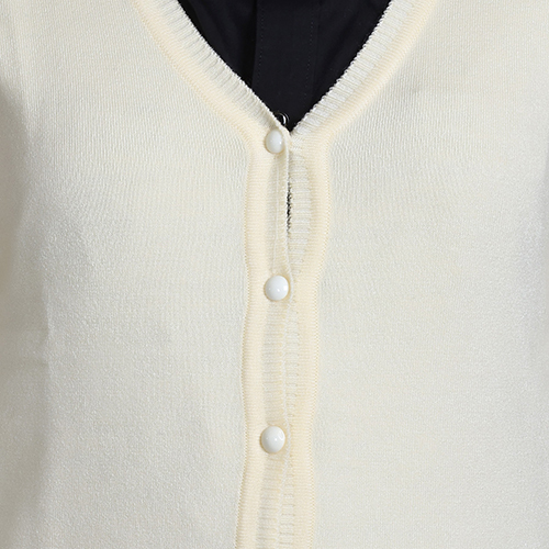 Cream Solid V Neck Cardigan - Color: Different Available