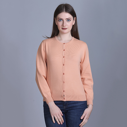 Solid Round Neck Casual Cardigan