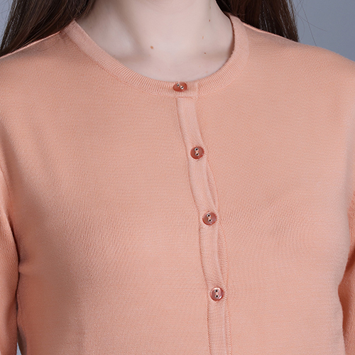 Solid Round Neck Casual Cardigan