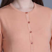 Solid Round Neck Casual Cardigan