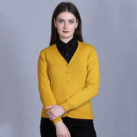 Yellow Solid V Neck Cardigan - Color: Different Available