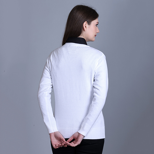 White Solid V Neck Cardigan - Color: Different Available