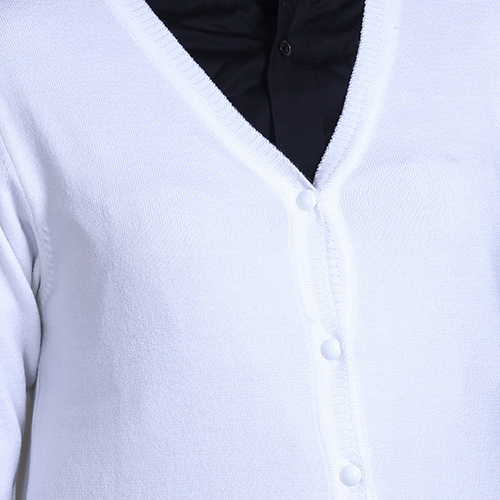 White Solid V Neck Cardigan - Color: Different Available