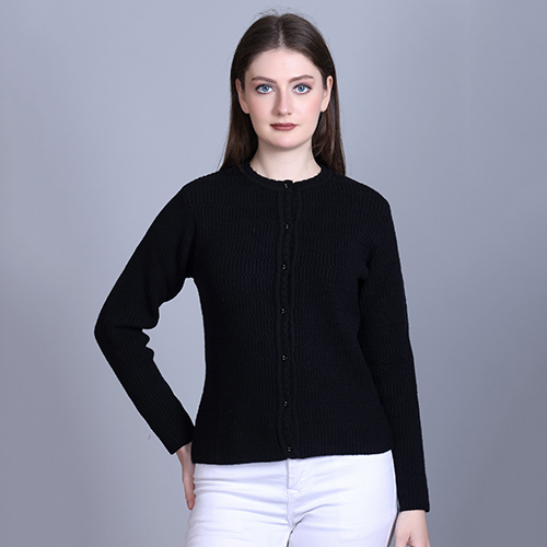 Women Black Solid Full Sleeve Cardigan - Color: Different Available