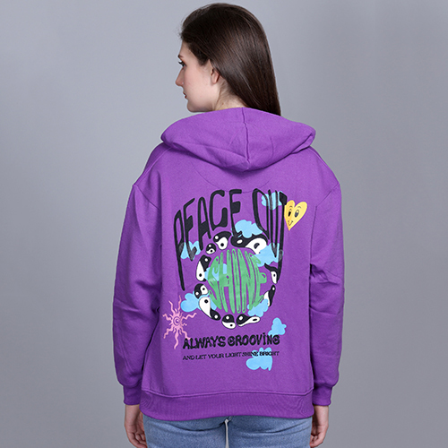 Ladies Printed Hooded Sweatshirt