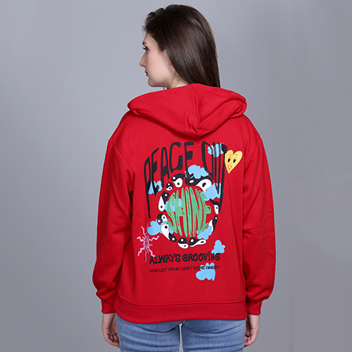 Full Sleeve Printed Red Sweatshirt