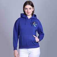 Ladies Full Sleeve Sweatshirt - High-quality Cotton, Sizes S-xl, Sky Blue Color, Breathable Design For Winter