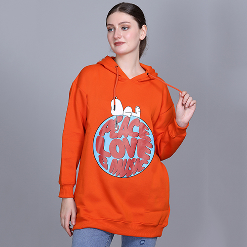 Full Sleeve Printed Orange Sweatshirt