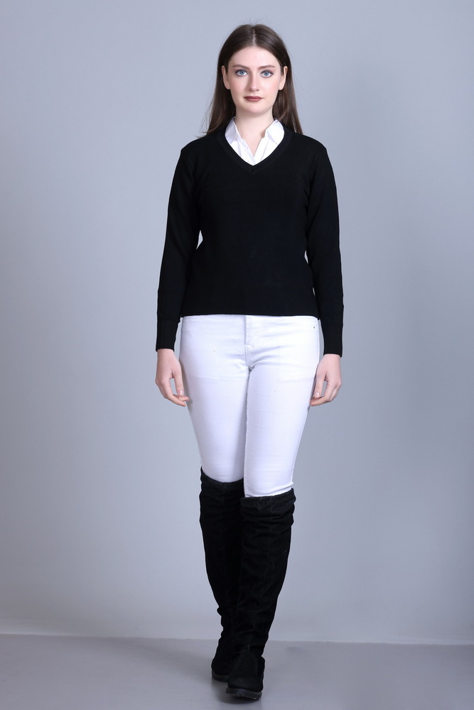 Ladies Black V-NECK TOP