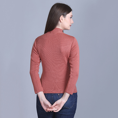 Ladies Skivvy Round Neck - Wool, Sizes S, M, L, Xl | Hand-knitted, Solid Light Pink, Stylish & Cozy For Women Of All Ages