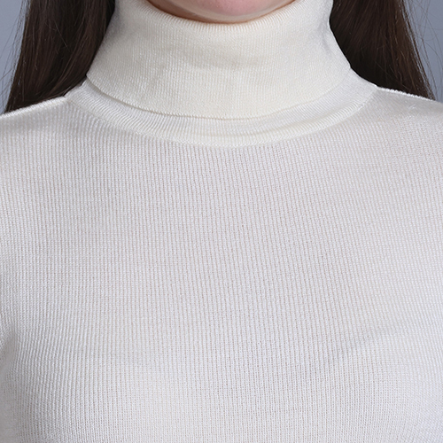High Neck Full Sleeve White Pullover - Wool, Sizes S-l-xl, Available In Various Colors, Hand-knitted Design For Elegant Style And Cozy Warmth