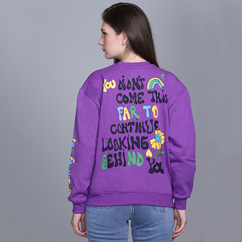 Full Sleeve Printed Purple Sweatshirt