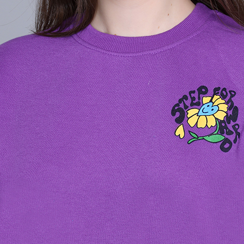 Full Sleeve Printed Purple Sweatshirt