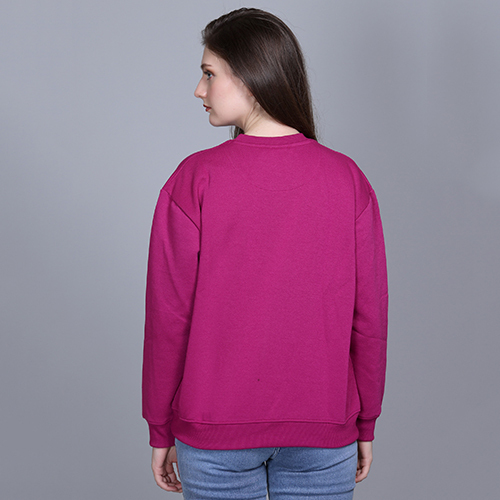 Ladies Dark Pink Full Sleeve Printed Sweatshirt