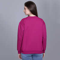 Ladies Dark Pink Full Sleeve Printed Sweatshirt
