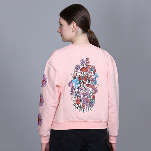 Ladies Light Pink Full Sleeve Sweatshirt