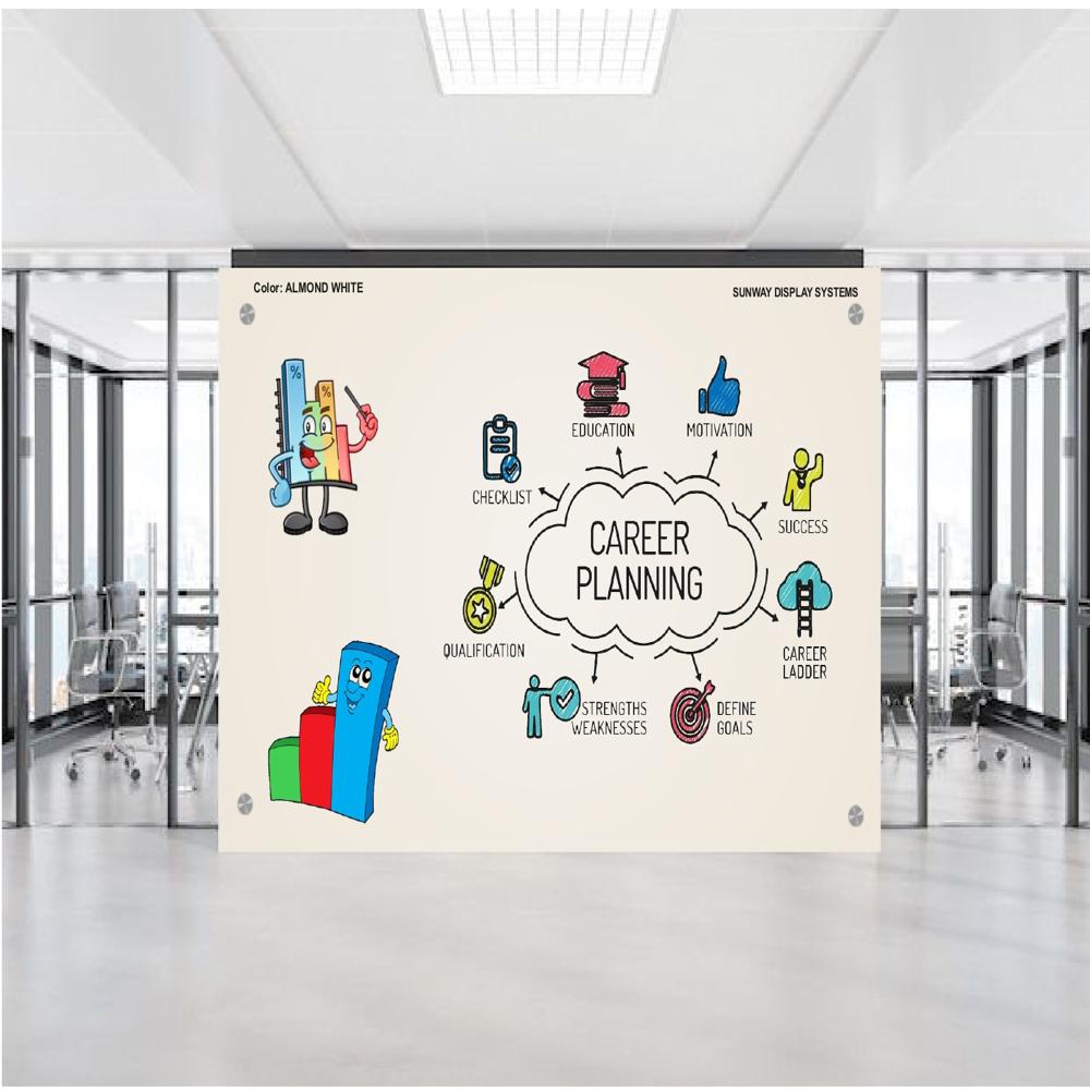 Magnetic Glass Writing Board Almond White - Application: Industrial