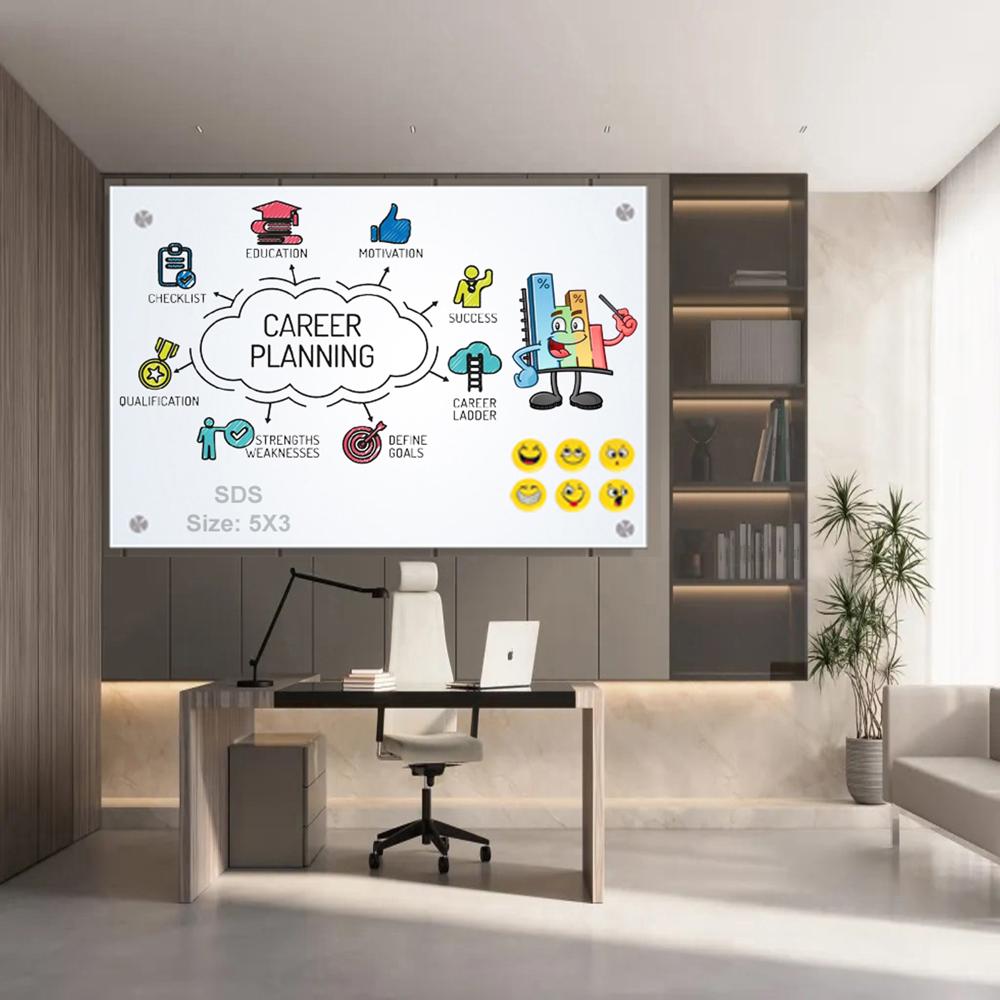 MAGNETIC GLASS WRITING BOARD ALMOND WHITE