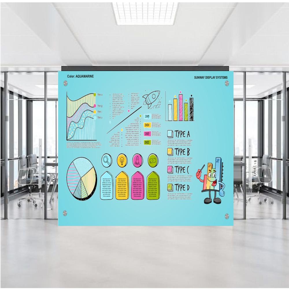 MAGNETIC GLASS WRITING BOARD AQUAMARINE