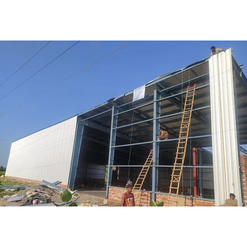 Industrial Shed Fabrication Service - Steel Structure, Varied Dimensions, Sloped Roof, Insulated Walls | Durable, Powder Coated Finish, Professional Installation