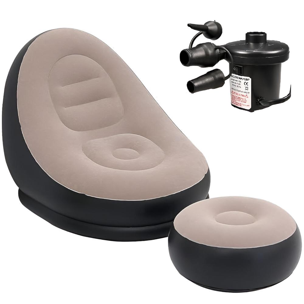 Inflatable Chair Footstool With Household Air Pump - Color: Black